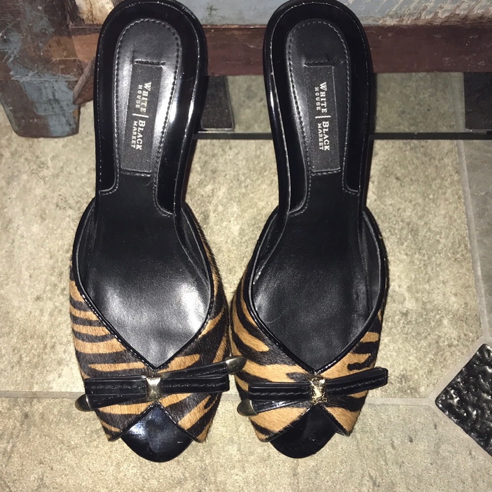 Zebra pattern Peep toe shoes